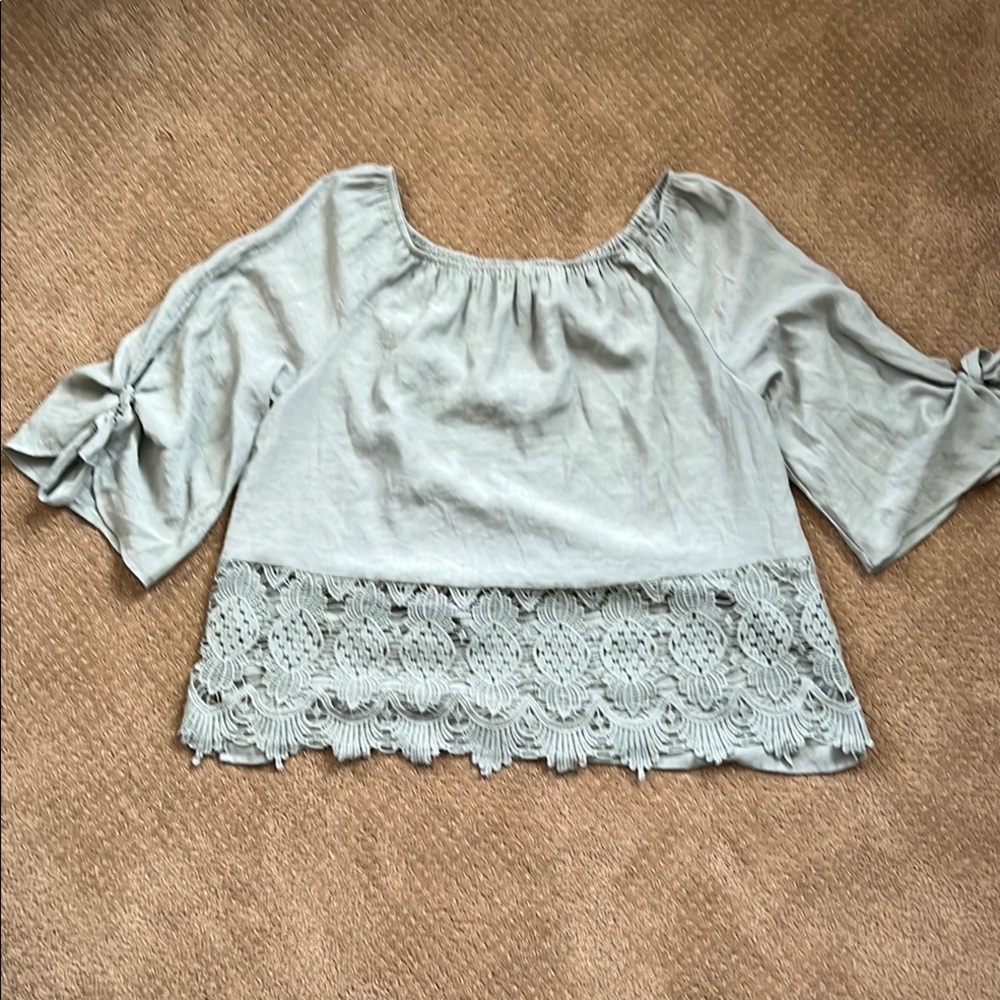 Unique Spectrum Light Sage Lace Blouse